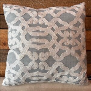 Embroidered Trellis Decor Throw Pillow with Feather Insert by Rodeo Home